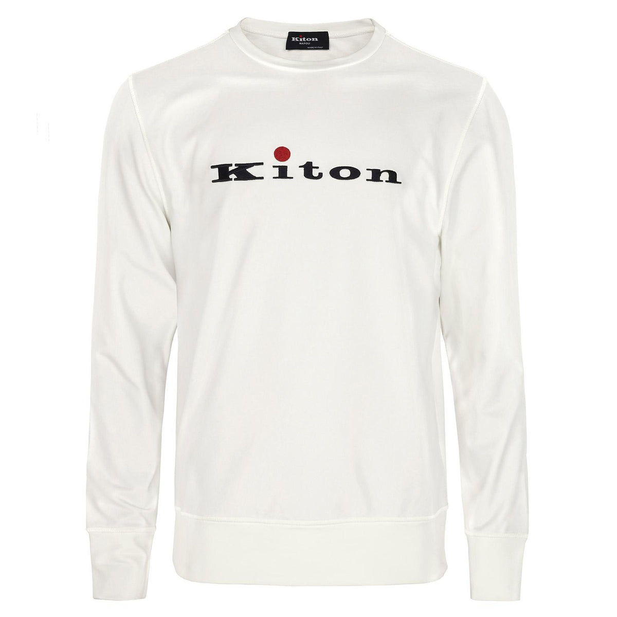 Kiton White Logo Sweatshirt for Men UMK075101003 01