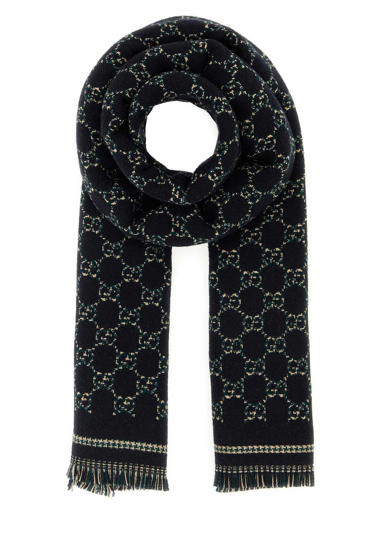 GUCCI Black Wool Scarf Men’s