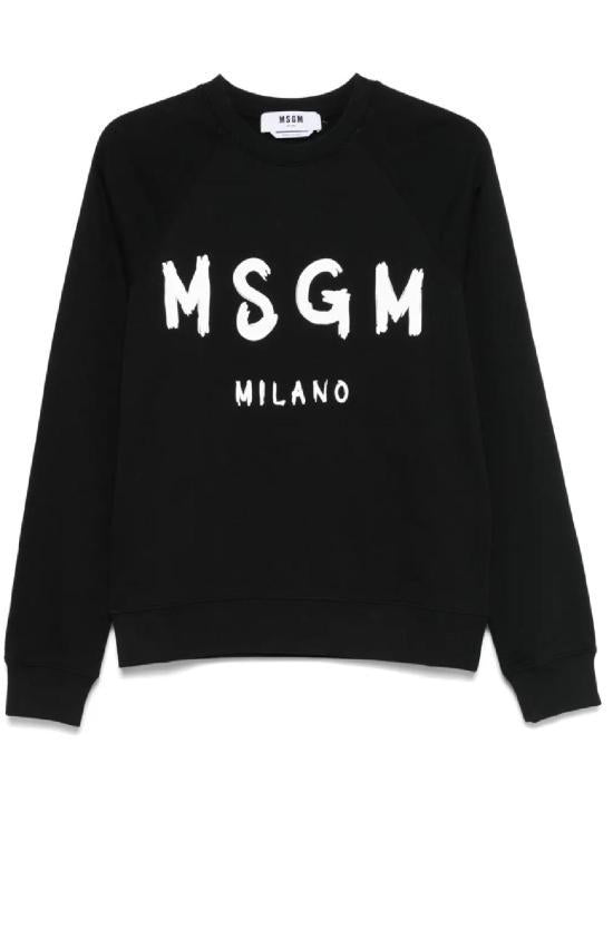 MSGM Black Long Sleeve Sweatshirt Women’s Cotton Top 2000MDM51 330000099