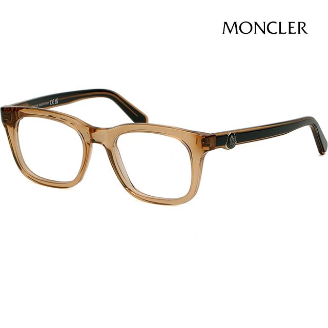 Moncler Transparent Brown Square Acetate Eyeglass Frames Unisex ML5182 045