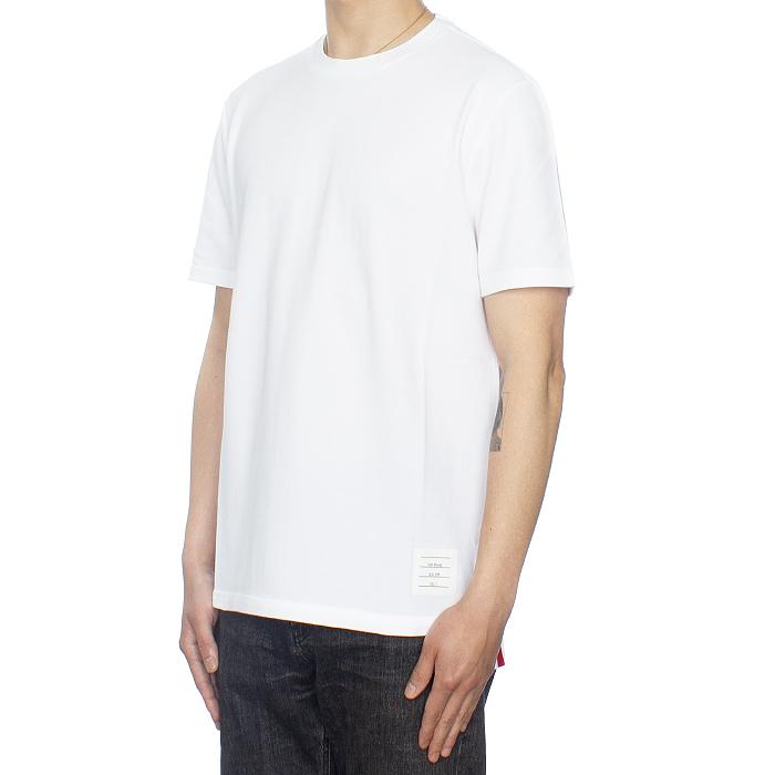 THOM BROWNE Center-Back Stripe Short Sleeve T-Shirt White