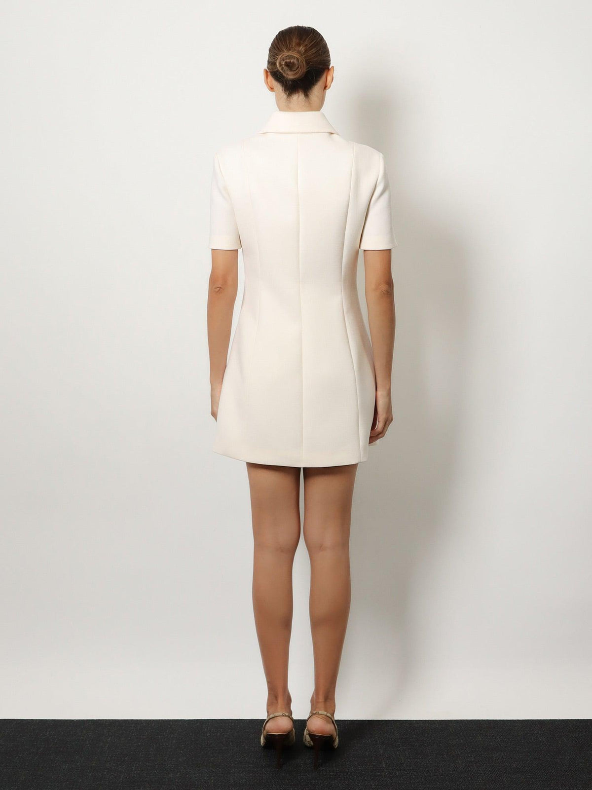 GUCCI Short Sleeve Mini Dress Black Wool Blend