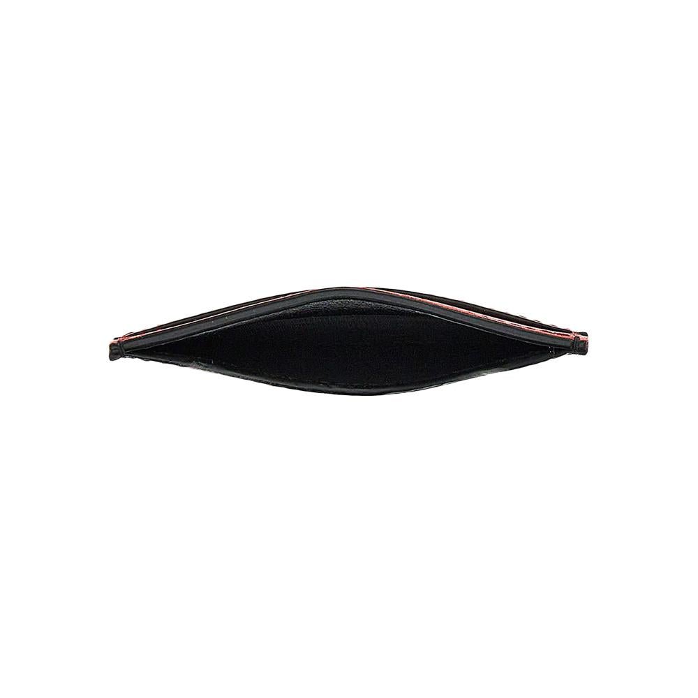 Ferragamo Black Leather Double Gancini Card Holder Wallet 0751734