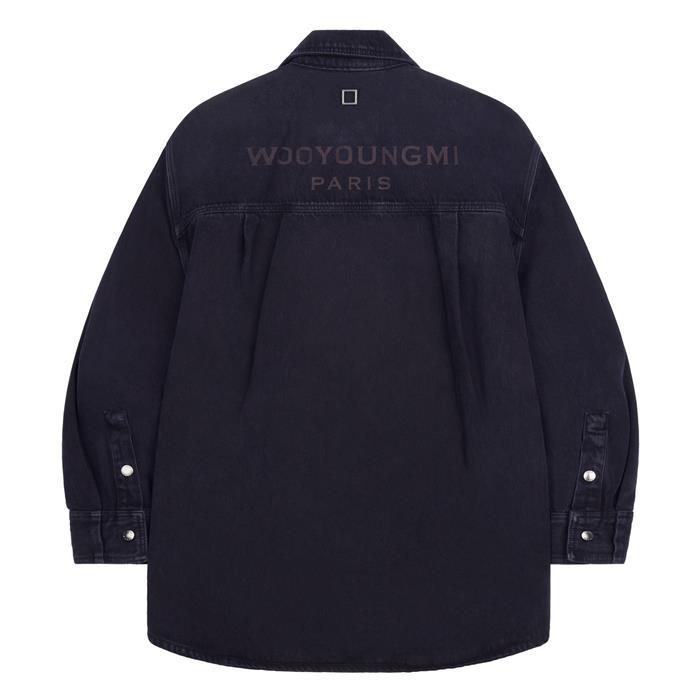 WOOYOUNGMI Teen Wash Denim Back Logo Long Sleeve Shirt