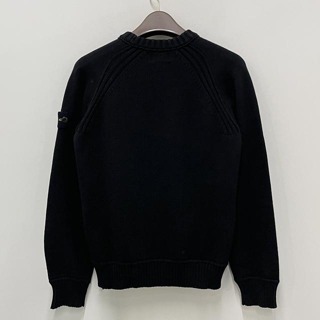 STONE ISLAND Kids Cotton Woven Patch Crewneck Knit Sweater Black