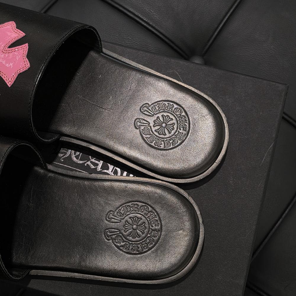 Chrome Hearts Cross Patch Slippers Black Pink Men’s