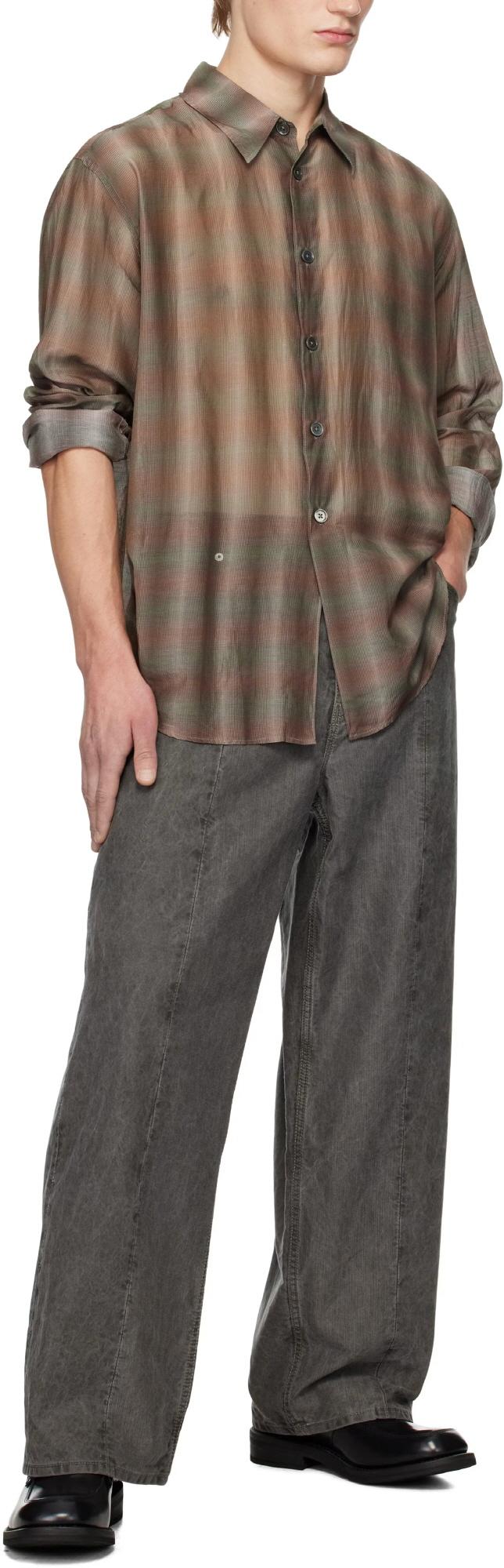 OUR LEGACY Screen Check Cotton Silk Beyond Long Sleeve Shirt M4242BRC