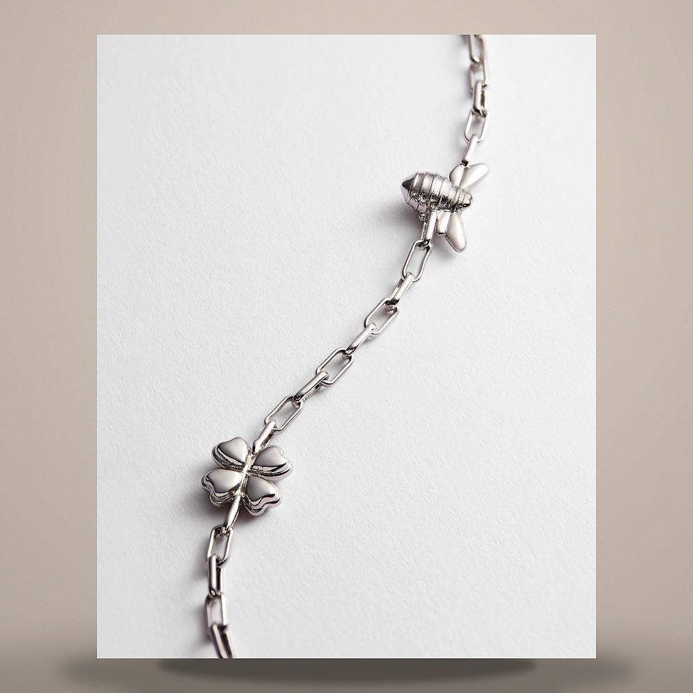 DIOR Silver Tone Logo Charm Necklace N3780HOMST D990