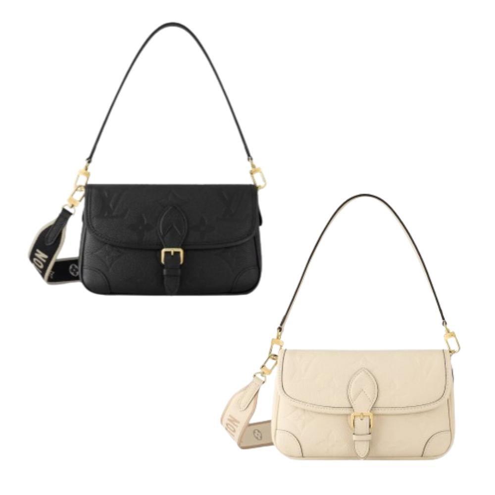 Louis Vuitton Diane Monogram Empreinte Black Cream Women’s Crossbo M46386 M46388