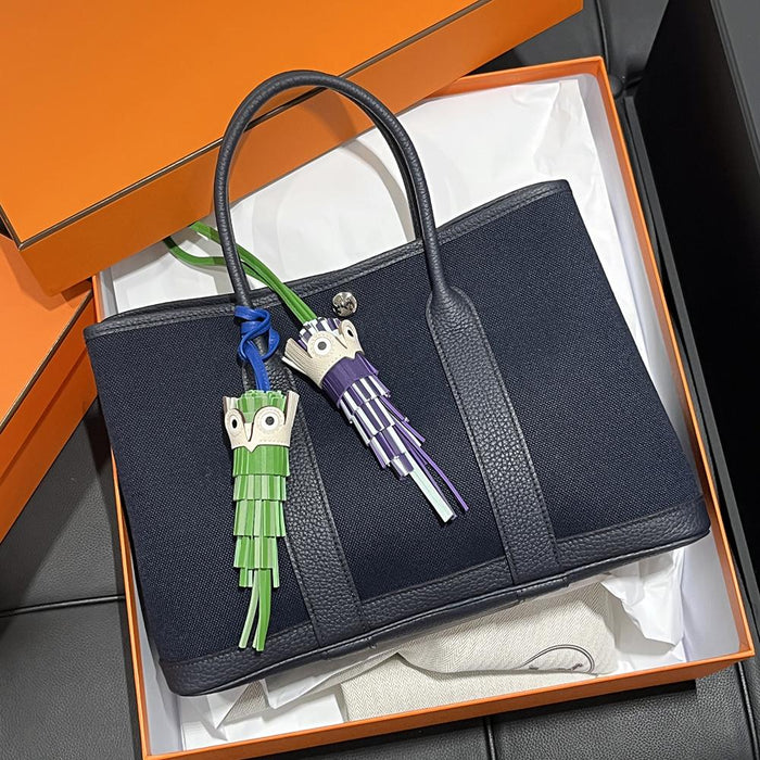 HERMES Green Ivory Owl Chouette Charm Keyring Unisex Accessory