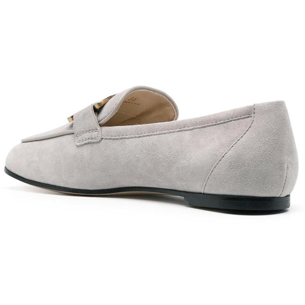 Tods Gold Chain Suede Loafers Women’s Brown