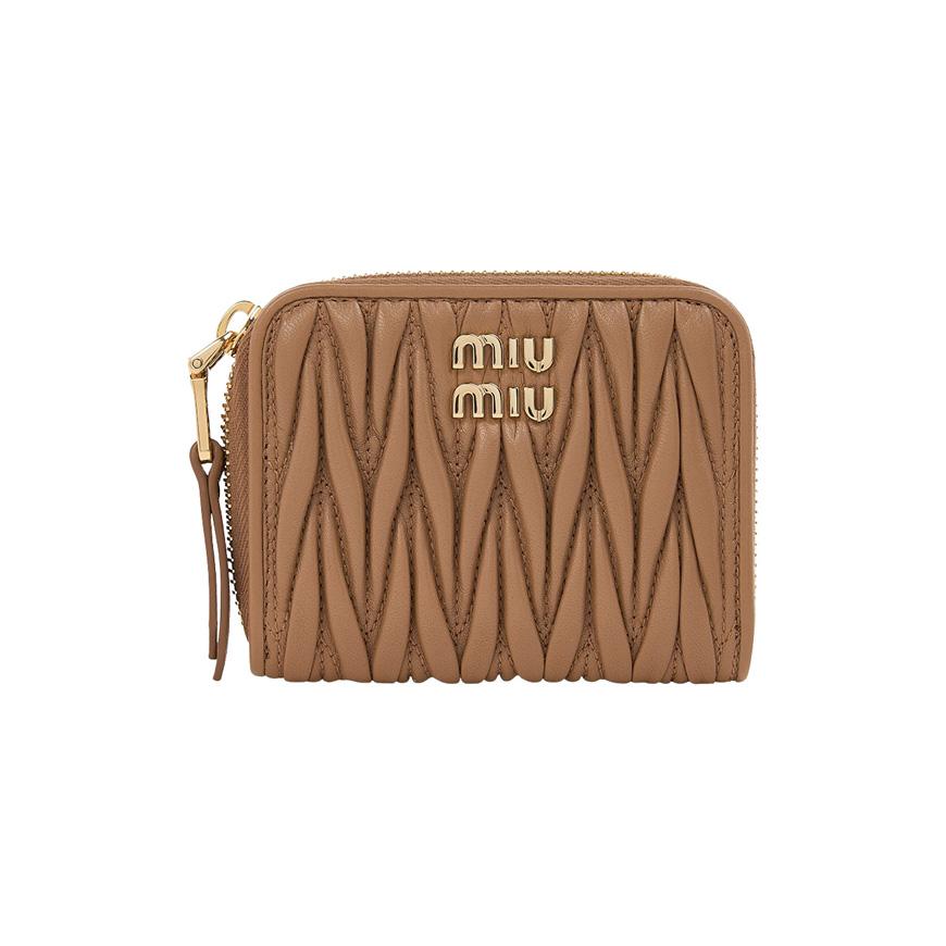 Miu Miu Matelassé Leather Coin Card Holder Pink Women’s Wallet