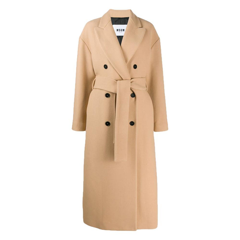 MSGM Beige Belted Long Coat Women’s