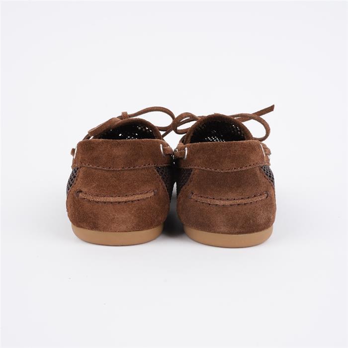 Miu Miu Mesh Suede Deck Flat Shoes