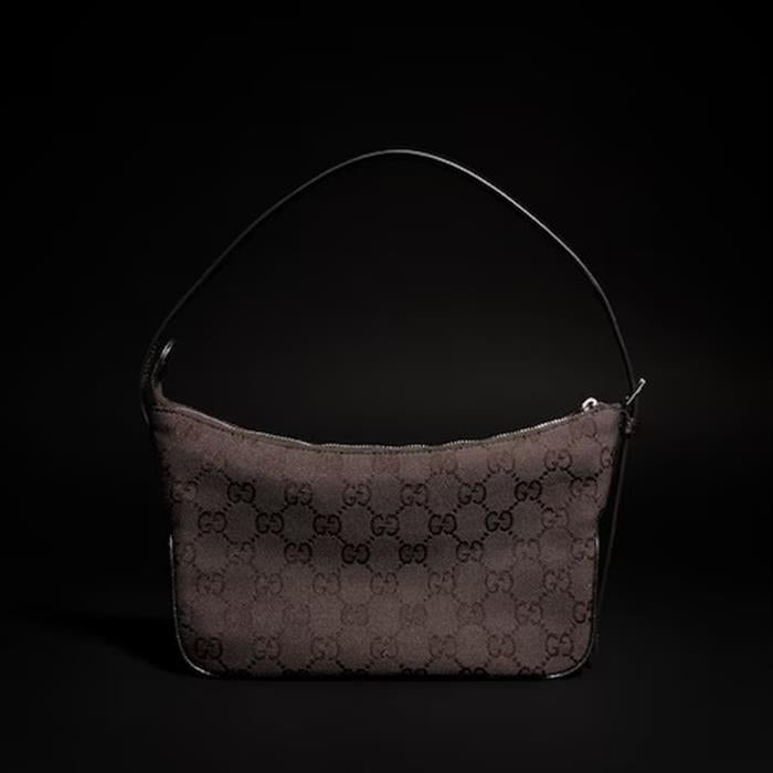 GUCCI Lady Lunetta Small Shoulder Bag Brown Leather