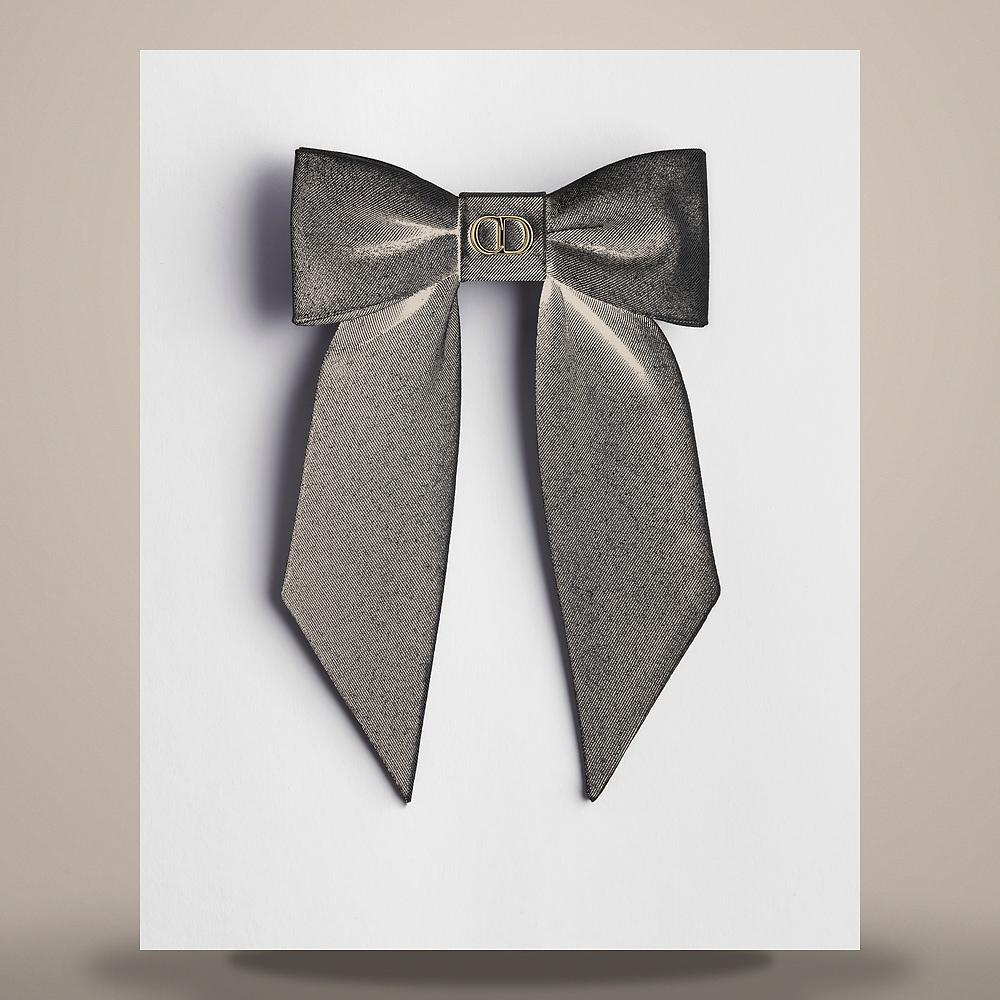 DIOR Twist Bow Large Black Grosgrain-Effect Technical Fabric H CPA00267EGGR C900