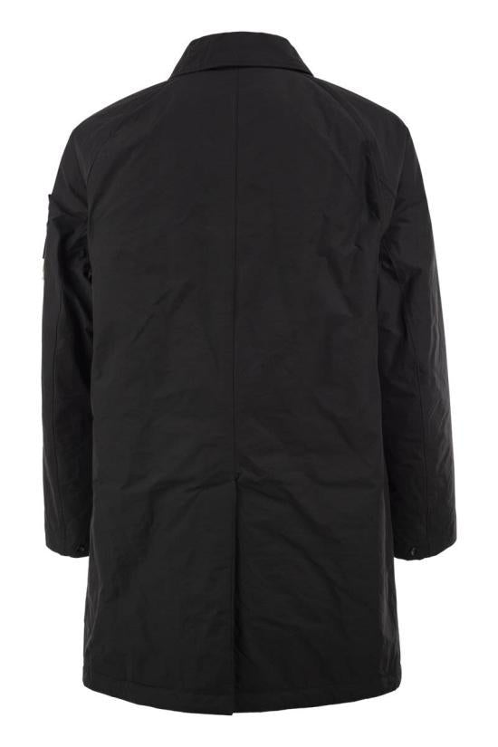 STONE ISLAND Black Wool Blend Long Coat for Men