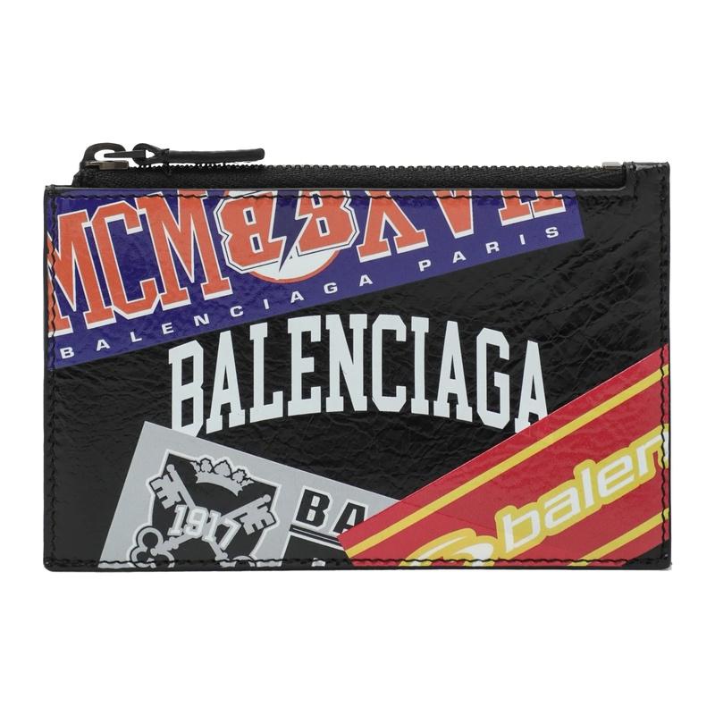 BALENCIAGA Cash Large Long Card Holder Wallet Black Leather