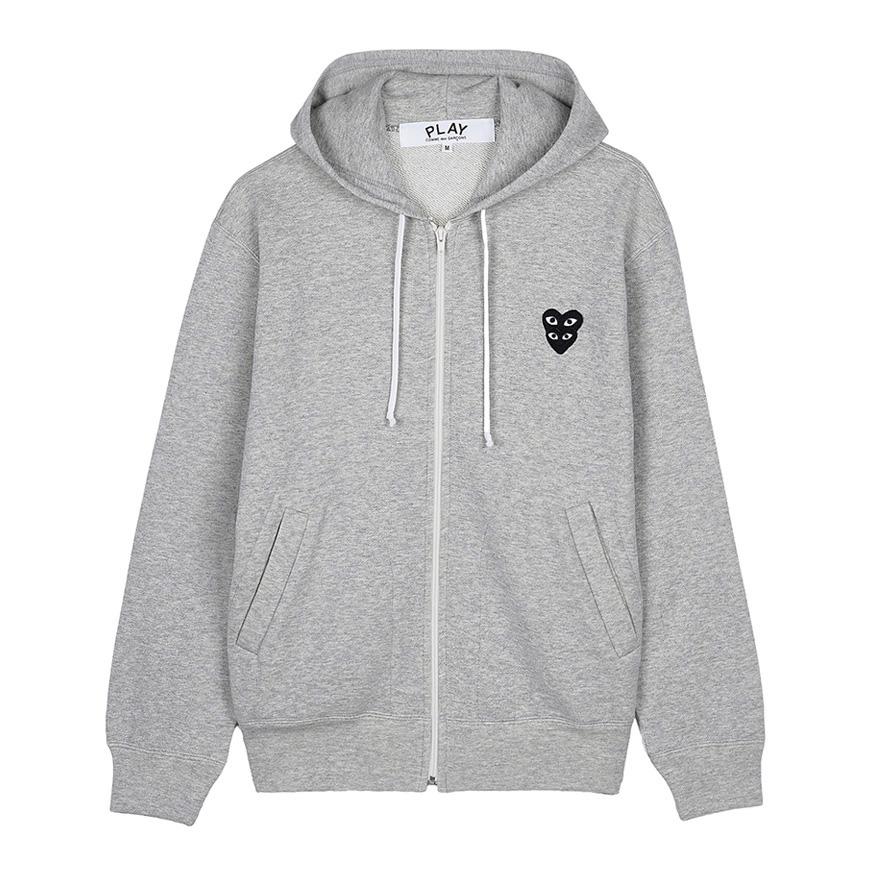 Comme des Garcons Unisex Black Heart Patch Zip Hoodie AX T302 051 GREY