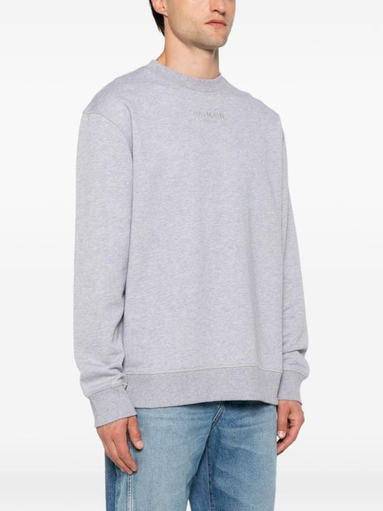 Balmain Long Sleeve Sweatshirt for Men HH1JQ130BD10 YHD GREY DOM