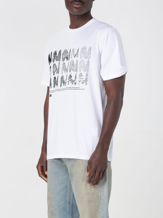 MSGM White Short Sleeve Cotton Logo T-Shirt Men 3840 MM1102 5709701