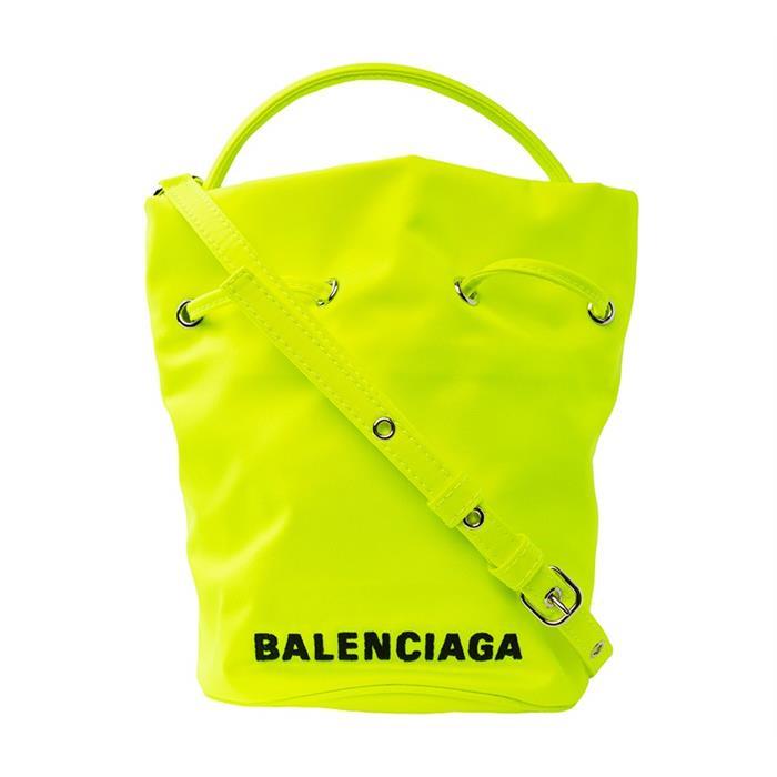 BALENCIAGA Yellow Wheel Drawstring Bucket Bag Crossbody