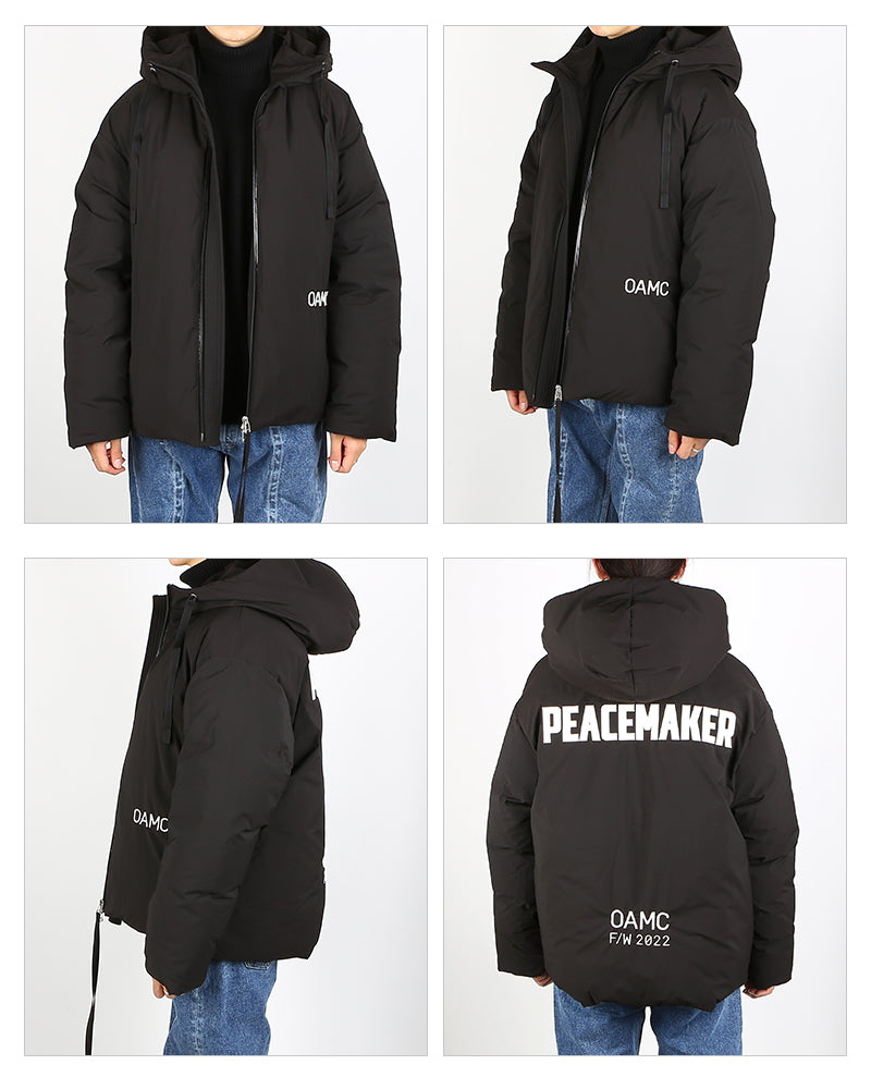 OAMC Men's Logo Print Hooded Puffer Jacket 28OAU63 TESBA032 001