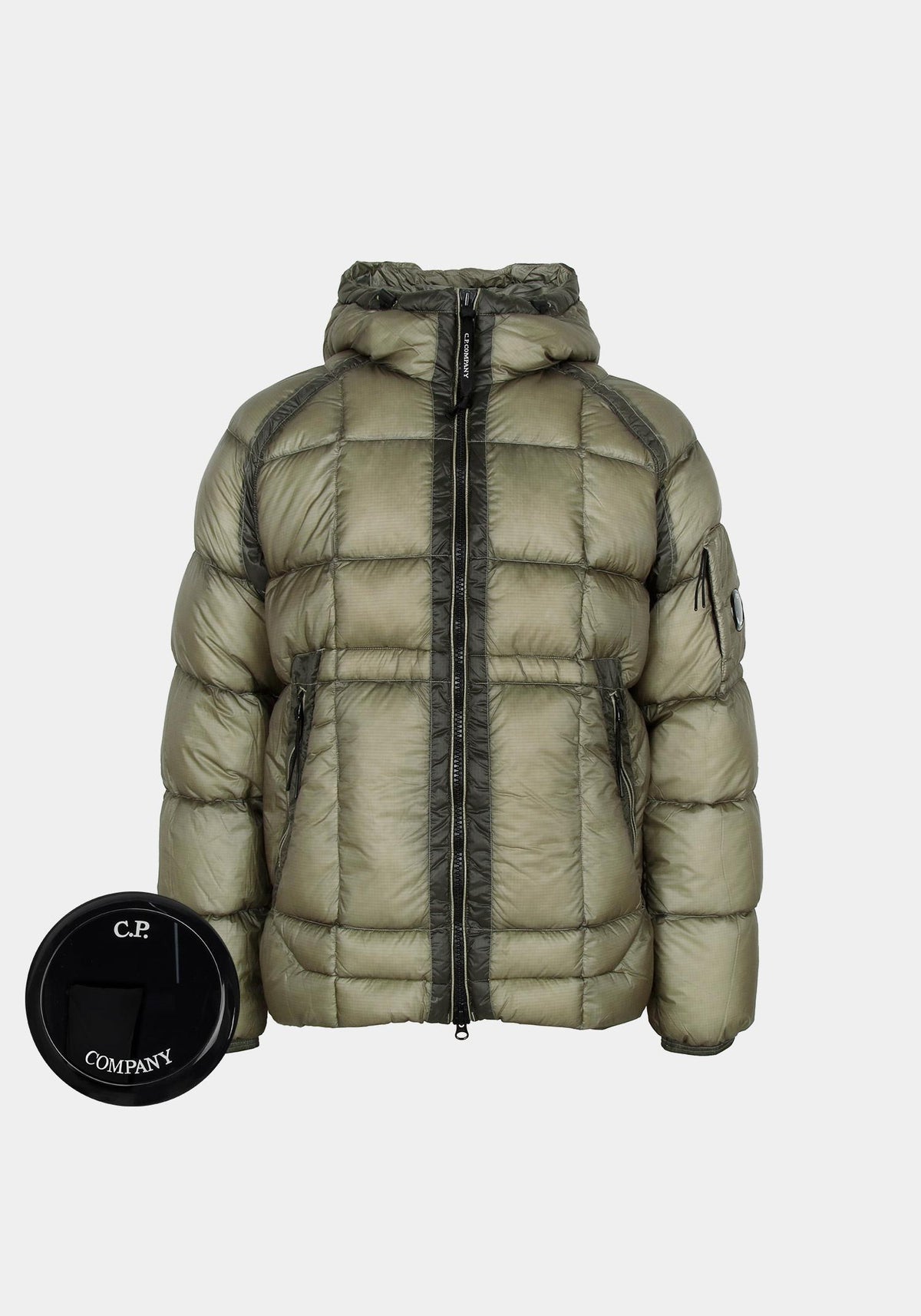 CP Company Grey DD Shell Hooded Duck Down Jacket for Men