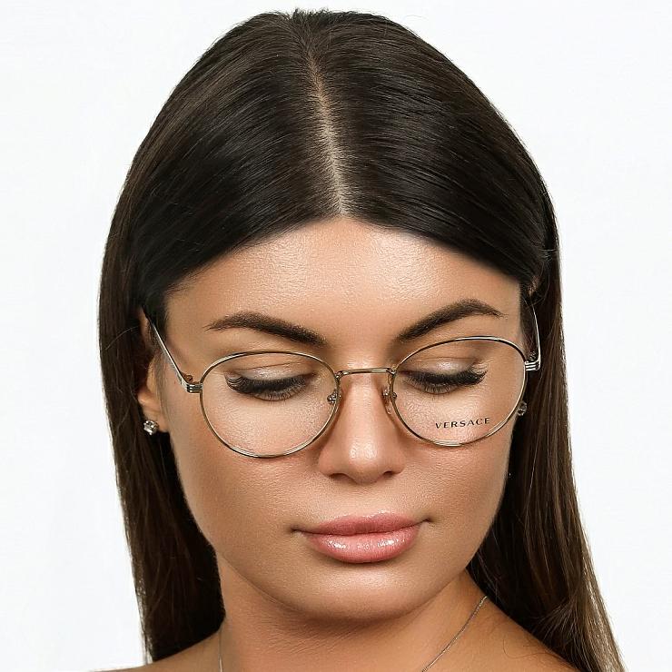 Versace Round Metal Gold Frame Eyeglasses Unisex Accessories VE1279 1002