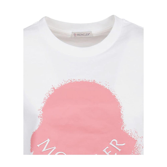 Moncler Logo Print White Cotton T-Shirt