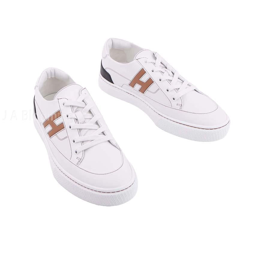 HERMES Deep Leather Low Top Sneakers White Unisex H251837ZHA3420