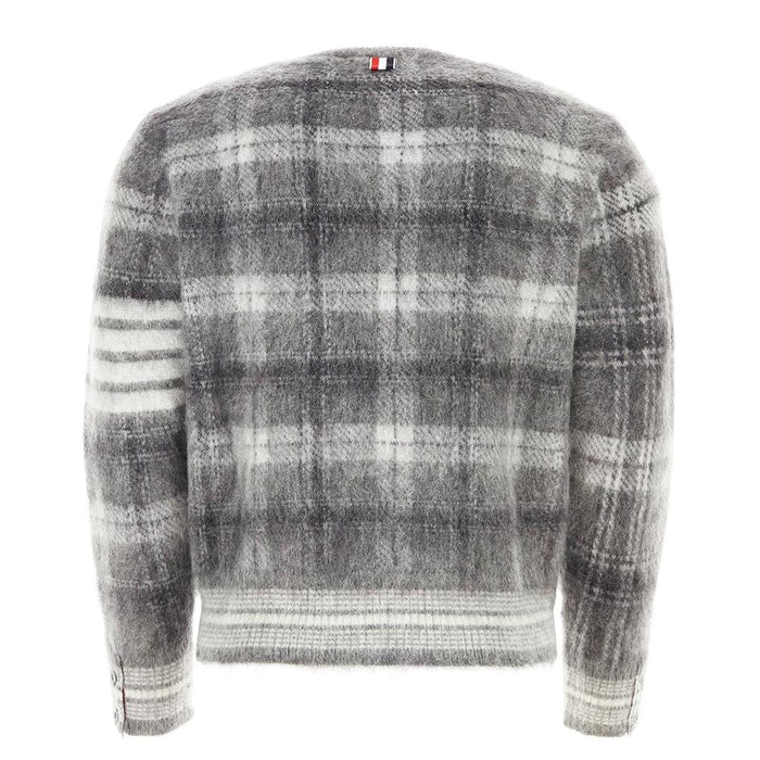 THOM BROWNE Tartan Mohair Check 4-Bar Crewneck Pullover Knit Sweater
