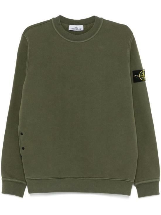 STONE ISLAND Old Effect Cotton Diagonal Fleece Sweatshirt Men