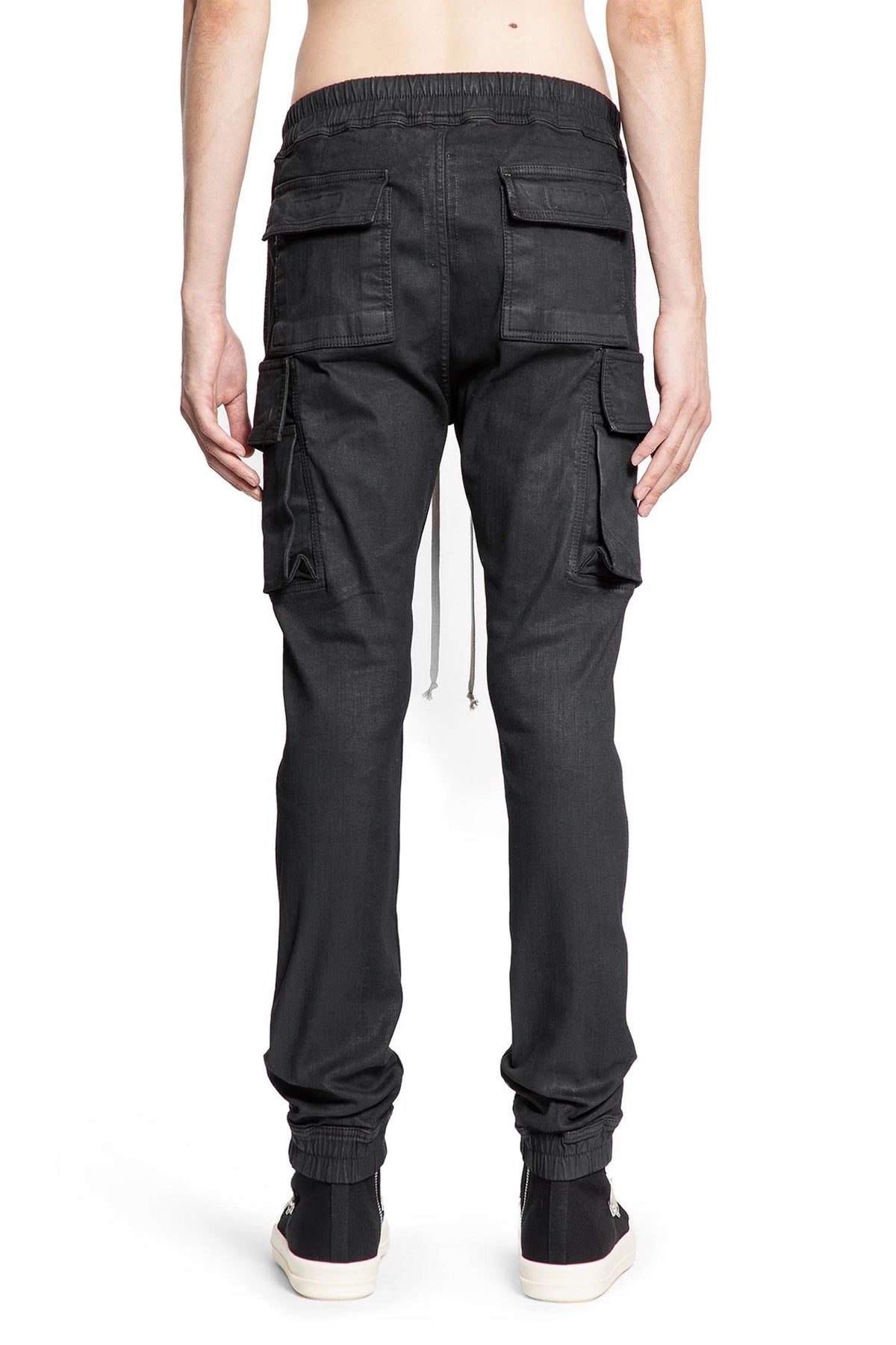 Rick Owens DRKSHDW Black Waxed Stretch Denim Mastodon Cut Sweatpants