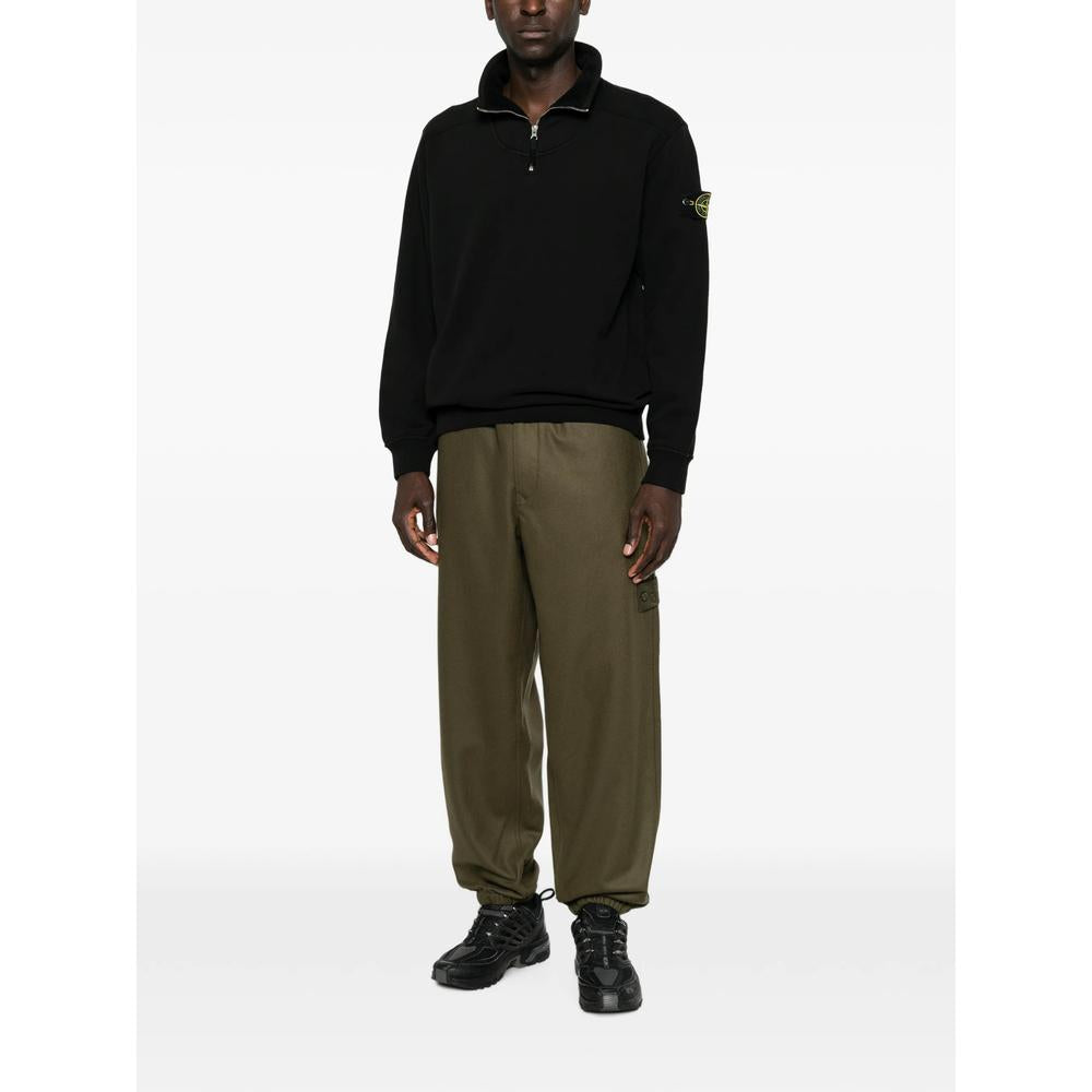STONE ISLAND Cotton Fleece Sweatpants Joggers Navy Men's Pants