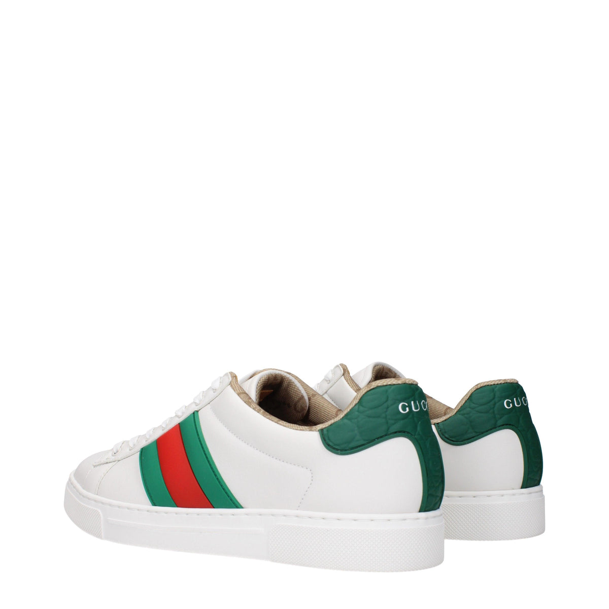 GUCCI White Leather Low-Top Sneakers