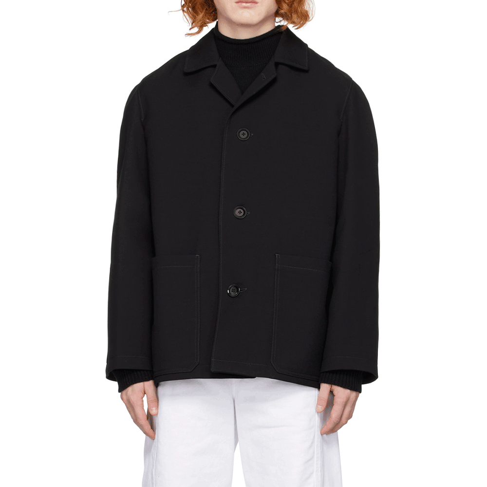 Lemaire Black Cropped Crombie Jacket Men OW319 LF801