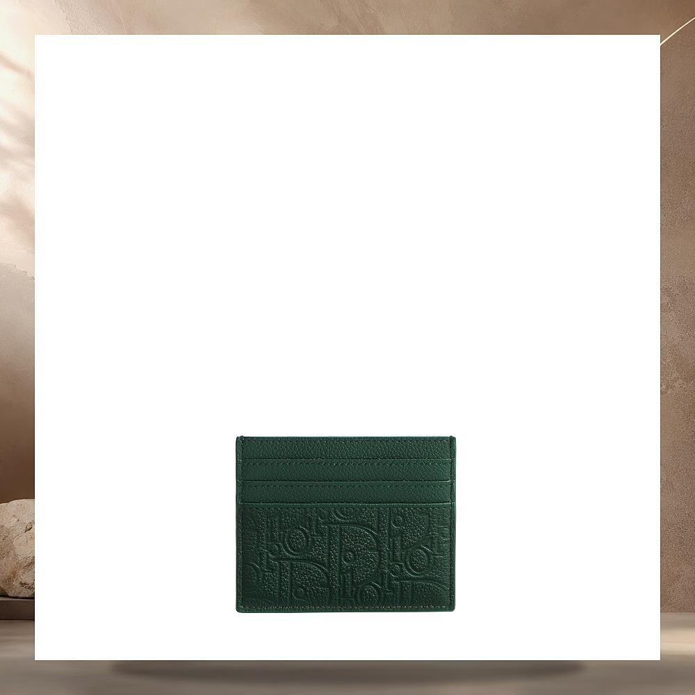 DIOR Deep Green Dior Gravity Leather Card Holder