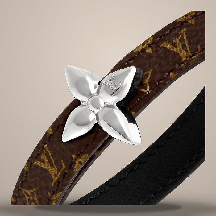 Louis Vuitton Mini Flowergram Monogram Leather Strap Bracelet M4187