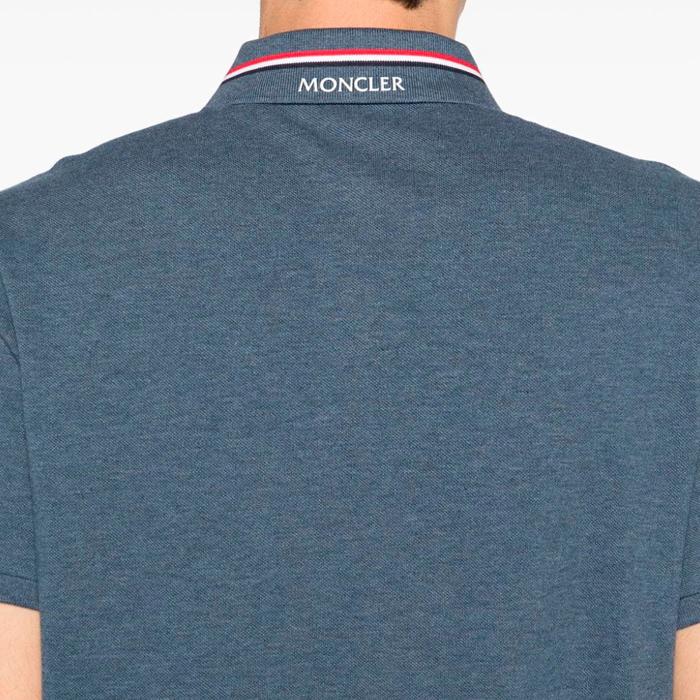 Moncler Men’s Polo Short Sleeve T-Shirt Navy Cotton