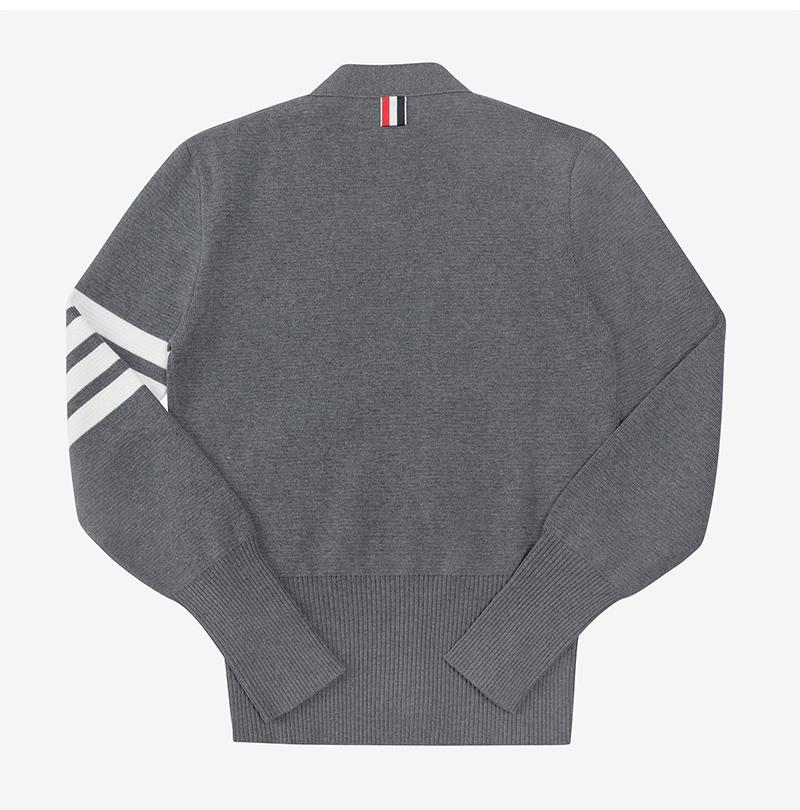 THOM BROWNE Women’s 4-Bar Stripe Milano Stitch Gray Cardigan