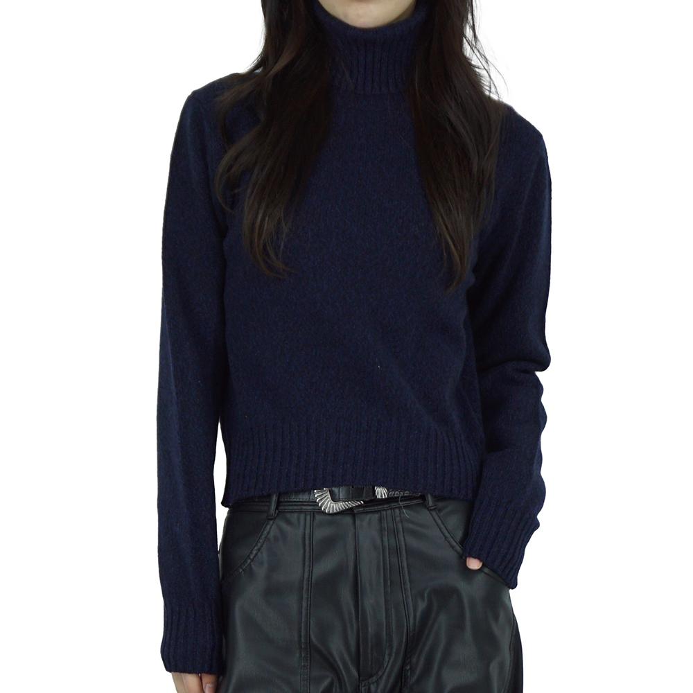 AMI Heart Embroidered Cashmere Turtleneck Knit Sweater
