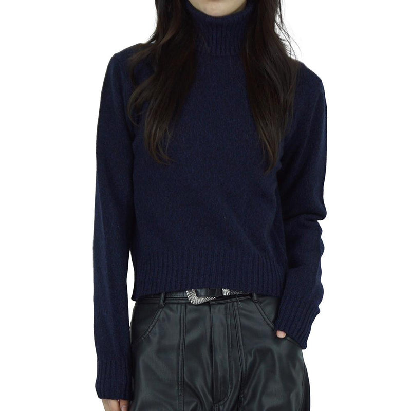 AMI Heart Embroidered Cashmere Turtleneck Knit Sweater