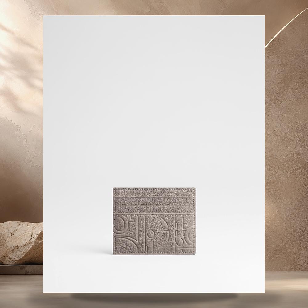 DIOR Trianon Gray Dior Gravity Leather Card Holder Wallet 2ESCH206MLMH00G
