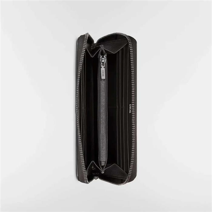 DIOR CD Icon Zip Long Wallet Black Leather Men’s