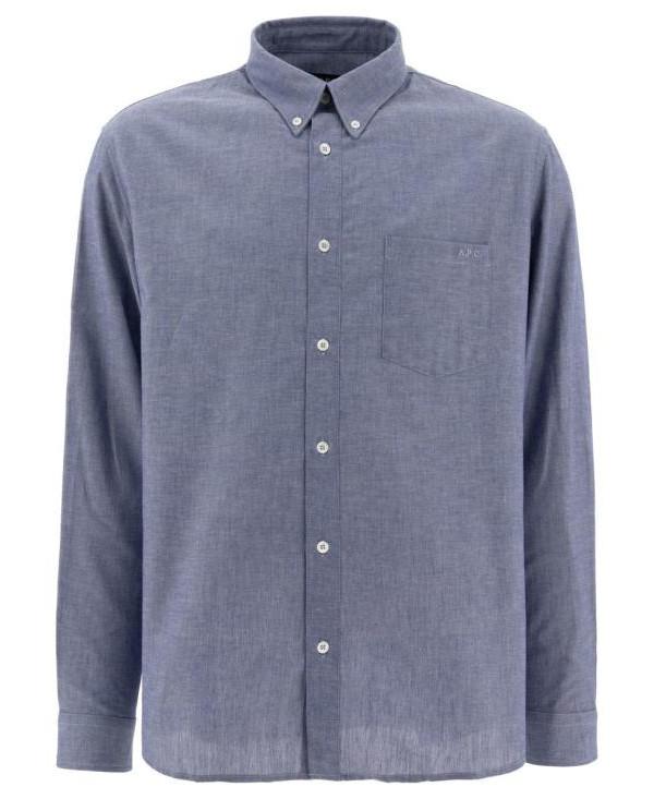 A.P.C. Edouard Logo Long-Sleeve Shirt White Cotton Mens