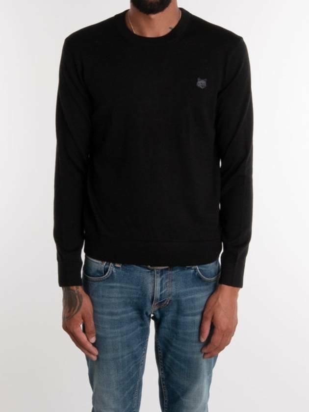 Maison Kitsune Fox Head Patch Merino Wool Regular Fit Crewne LM00811 KT1036 P199