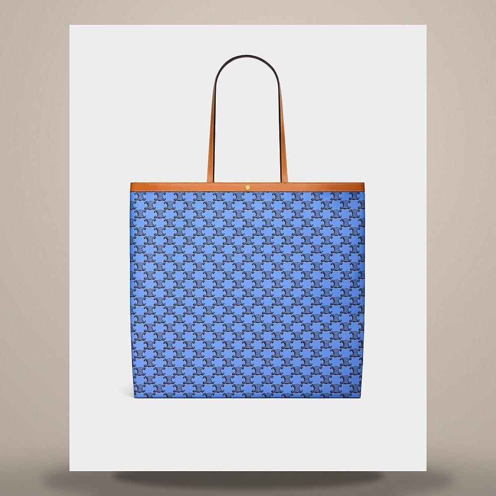 CELINE Triomphe Canvas Large Flat Shopper Tote Blue Black 123842O90 07AI
