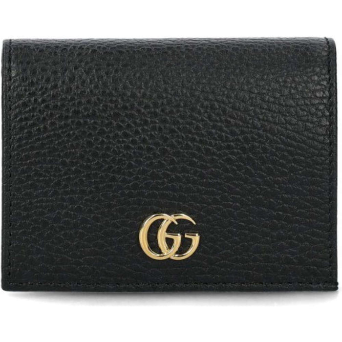GUCCI Black Leather GG Marmont Card Holder Wallet