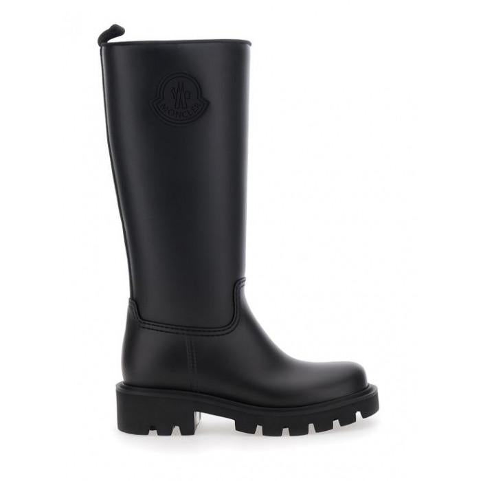 Moncler Kickspring Rain Boots Black Mid Calf Rubber Women’s